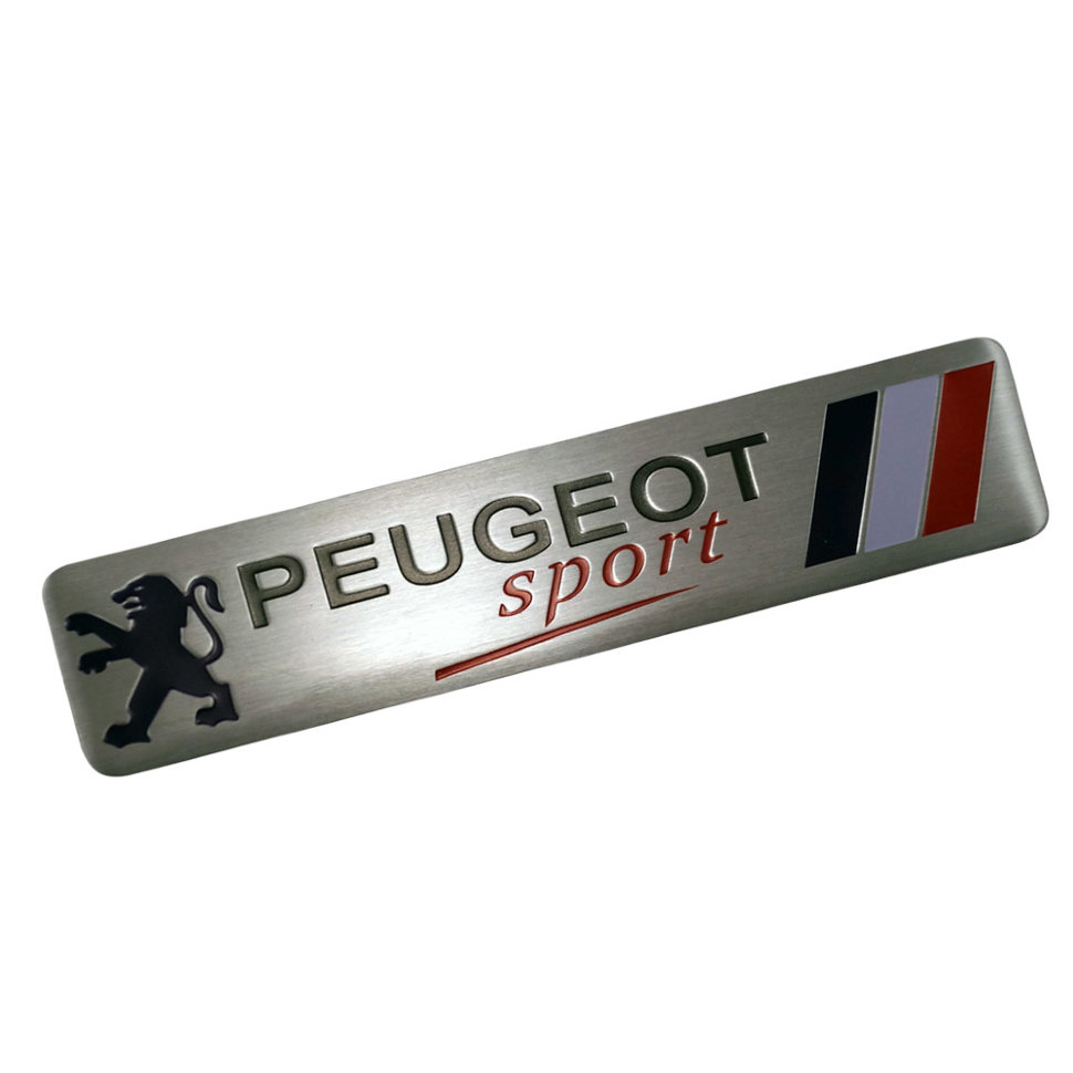 Купить тонкая металлическая эмблема Peugeot Sport 120*26 мм в Москве,  продажа в интернет-магазине